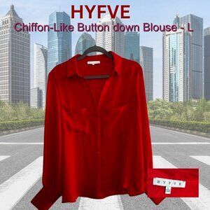 HYFVE - Red Button down Blouse with button cuffs